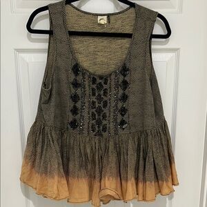 Anthropologie Sleeveless Beaded Top L